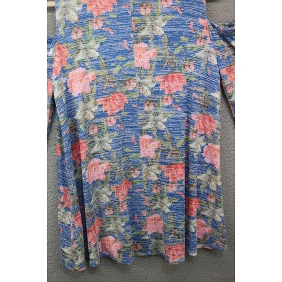 Cupio Cold Shoulder Long Sleeve Floral Tunic-Size XL-Soft - Picture 8 of 9